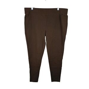 Terra & Sky Womens 2X 20W-22W Brown High Rise Cotton Stretch Leggings NWOT